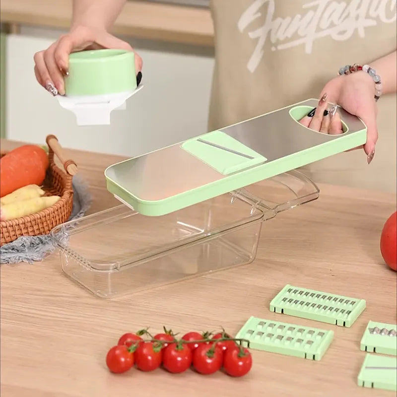 Multipurpose Vegetable Mandoline Slicer, Cabbage Shredder with Hand Guard & Container, Cut Resistant Glove and Vegetable Peeler