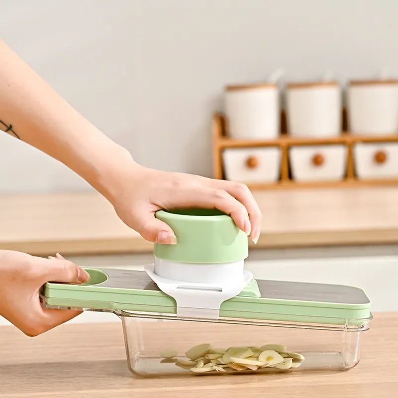 Multipurpose Vegetable Mandoline Slicer, Cabbage Shredder with Hand Guard & Container, Cut Resistant Glove and Vegetable Peeler