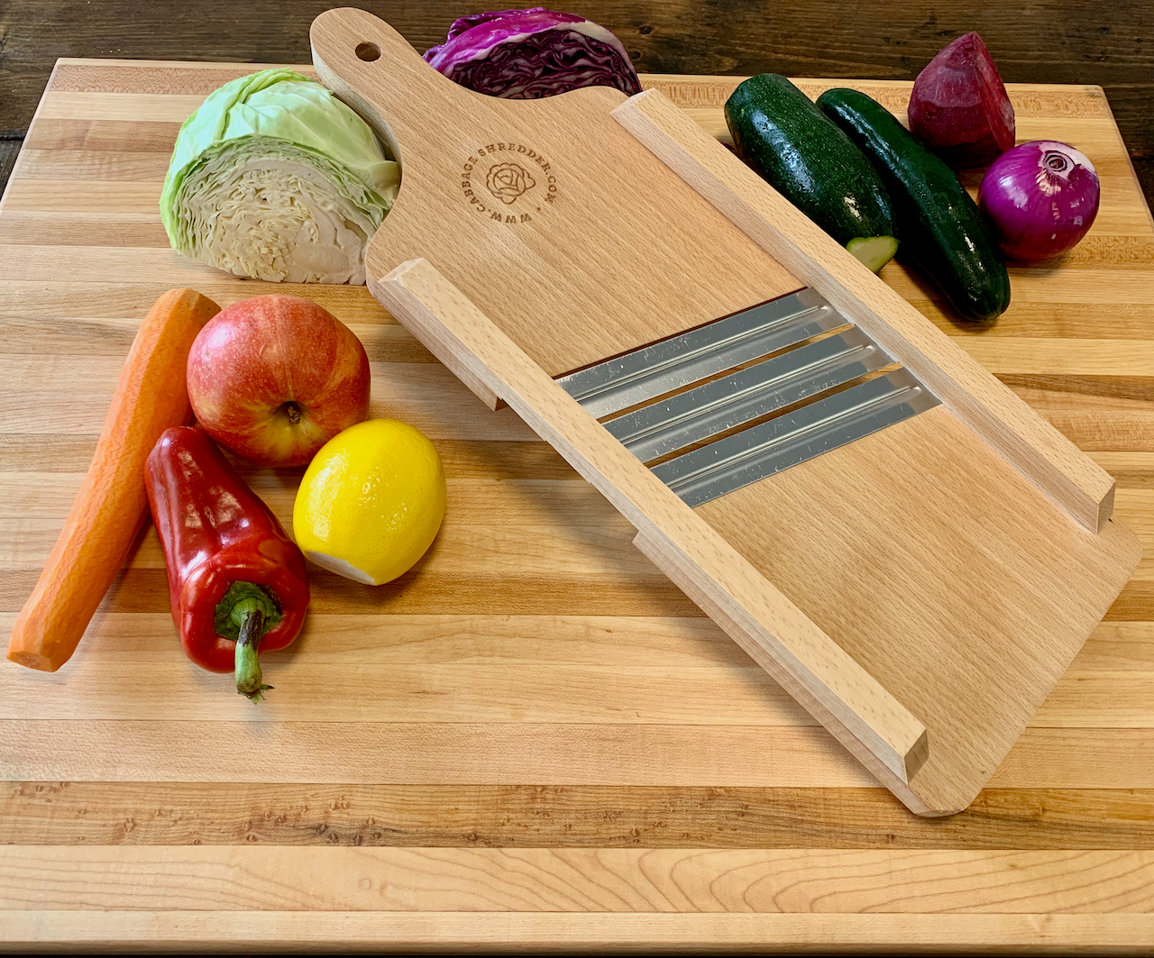 Cabbage Shredder & Fermentation Kit for Wide Mouth Mason Jars - Sauerkraut Making Kit, Pickle Kit, Kimchi Fermenting Kit - Fermentation Airlock Lids & Glass Weights, Sauerkraut Slicer & Pounder
