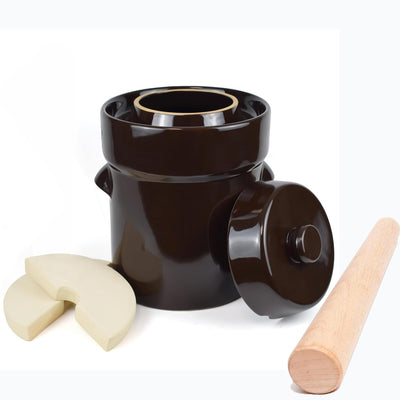 Sauerkraut Fermentation Crock Pot - 10l, With Stone Weights and a Pounder