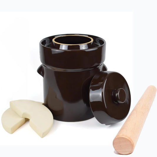 Sauerkraut Fermentation Crock Pot - 10l, With Stone Weights and a Pounder