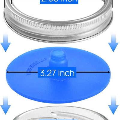 Fermentation Airlock Lids with Rings for Wide Mouth Mason Jars - 5 pack