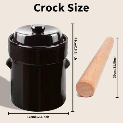 Sauerkraut Fermentation Crock Pot - 10l, With Stone Weights and a Pounder