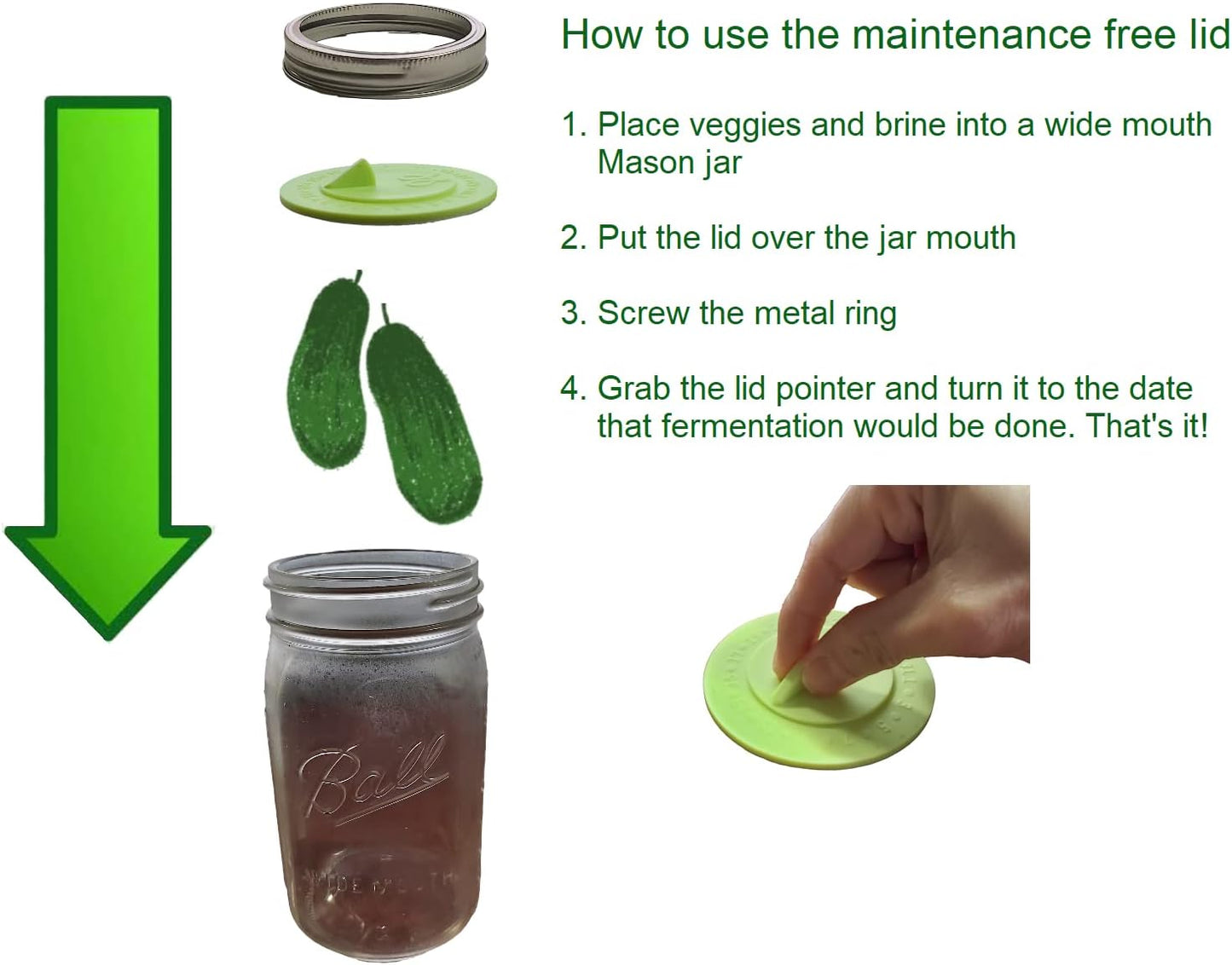 Airlock waterless fermentation lids for wide mouth mason jars - 7 pack