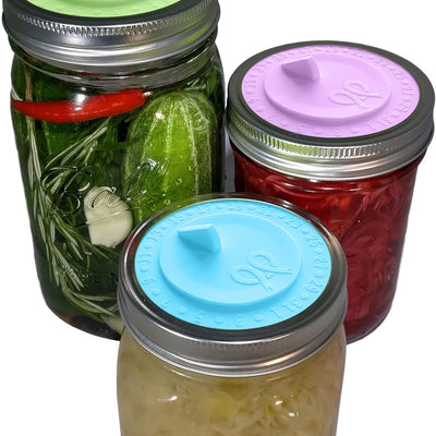 Airlock waterless fermentation lids for wide mouth mason jars - 7 pack