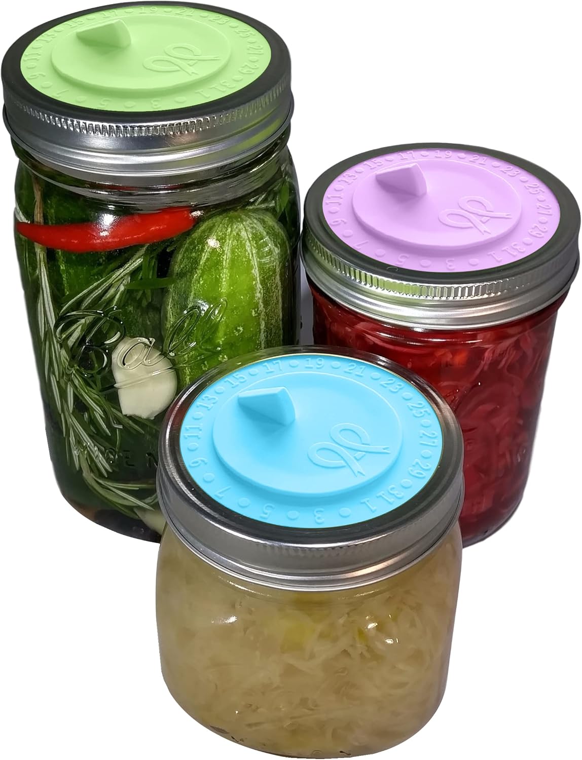 Airlock waterless fermentation lids for wide mouth mason jars - 7 pack