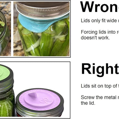 Airlock waterless fermentation lids for wide mouth mason jars - 7 pack